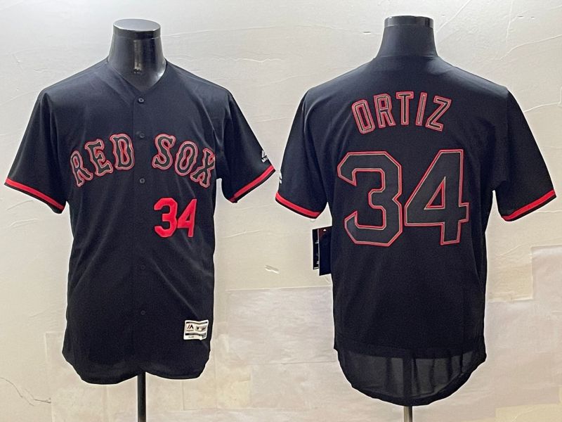 Men Boston Red Sox #34 Ortiz Black Fashion Elite 2025 Nike MLB Jersey style 4->boston red sox->MLB Jersey